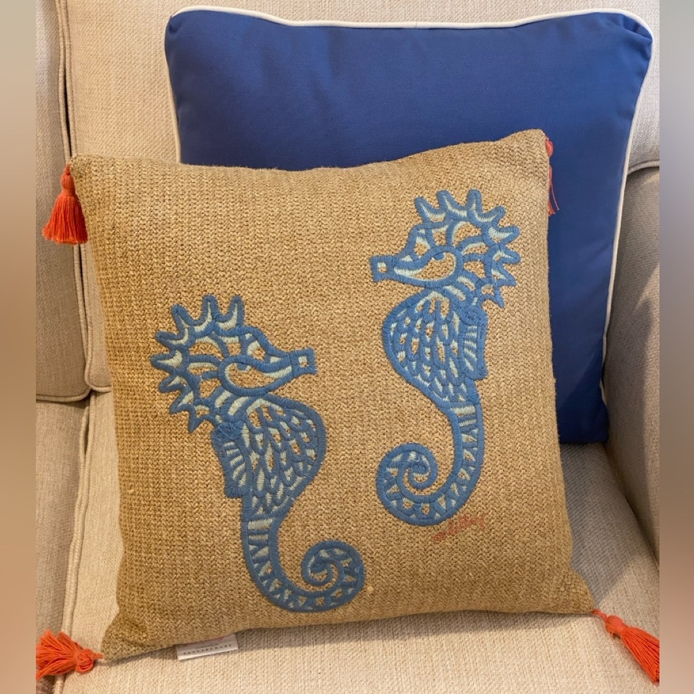 Lilly Pulitzer exclusively for Pottery Barn Blues & Tan Seahorse 18"x 18" Pillow